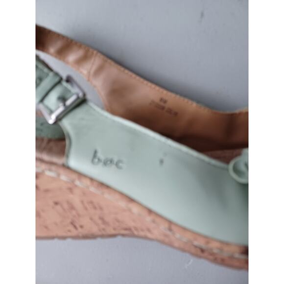 BOC Born Concept Womens Sz 9 Wedge Slingback Sandals Heels Green Flower C - Picture 8 of 8